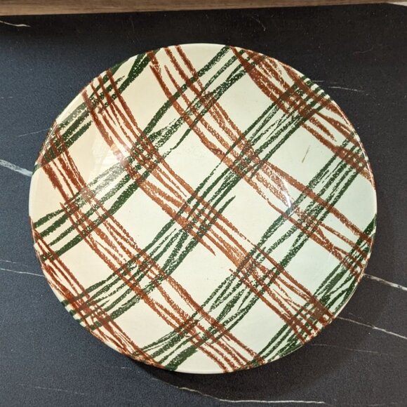 The Oxford USA Annie Laurie Underglaze 8-Inch Plaid Ceramic Serving Bowl Vintage - Picture 2 of 7